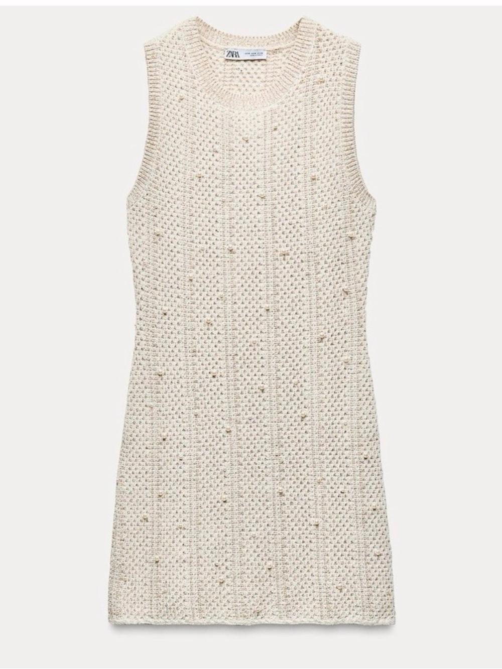 Zara Cream Knit Pearl Dress